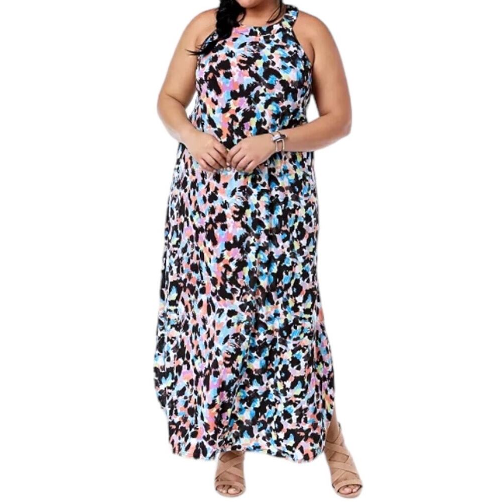 FOX + ROYAL Maxi Dress Sleeveless Cheetah Print Women's Soft Plus Sz 2X